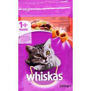 Корм Whiskas с говядиной для взрослых котов, 300г (5900951014031)