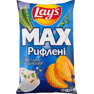 Чипси Lay's Max рифлені зі смаком сметани та цибулі, 95г (4823063128827)
