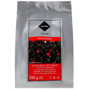 Чай листовой Rioba зеленый байховый с ароматом Клубничный Мохито, 250г (4823115405098)