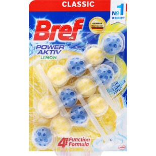 Блок для унітазу Bref Power Aktiv Lemon, 3*50г (9000100753463)