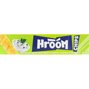 Чипси Hroom! зі смаком сметани та зелені, 50г (4820182061639)