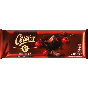 Шоколад темний Світоч Exclusive з вишневим наповнювачем, 240г (8593893774094)