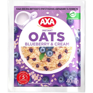 Каша вівсяна Axa з вершками та лохиною миттєвого приготування, 40г (4820008128348)