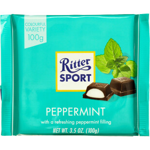 Шоколад черный Ritter Sport крем-мята, 100г (4000417028006)