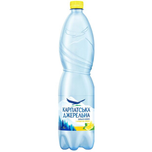 Вода минеральная Карпатська Джерельна Лимон сил/г, 1,5л (4820051240608)