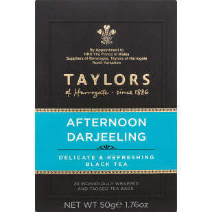 Чай чорний Taylors of Harrogate Afternoon Darjeeling, 20*2,5г (5010357551679)