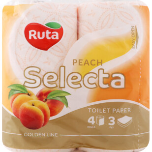 Бумага туалетная Ruta Peach Selecta 3-слойная, 4шт/уп (4820202894872)
