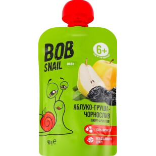 Пюре Bob Snail Baby яблуко-груша-чорнослив, 90г (4820219349525)