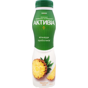 Бифидойогурт Активиа ананас питьевой 1,5% 290г (4820109922548)