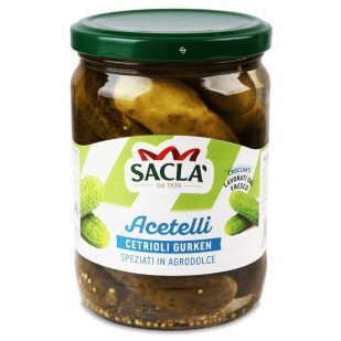 Огурцы Sacla маринованные с винным уксусом, 530г (8001060020146)