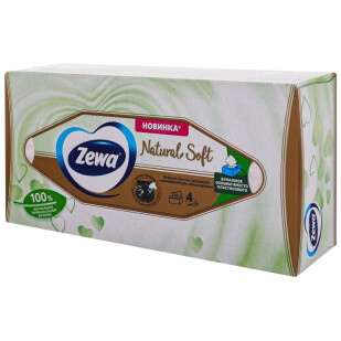 Салфетки косметические Zewa Natural Soft 4-слойные, 80шт (7322541293158)