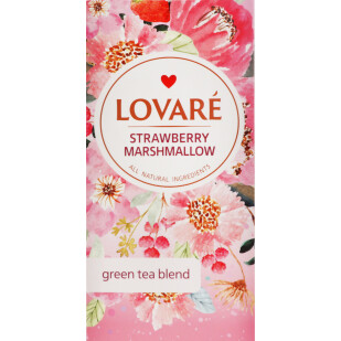 Чай зелений Lovare Strawberry marshmallow, 24*1,5г (4820198879853)