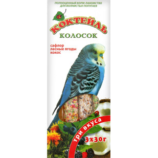 Лакомства для папугаев Природа сафлор-ягоды-кокос, 3*30г/уп (4823082400942)