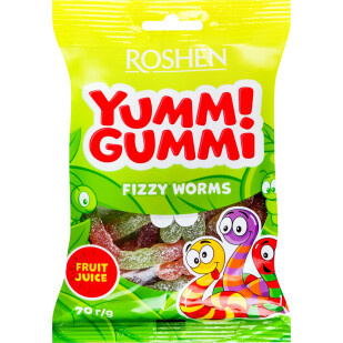 Мармелад Roshen Yummi Gummi Fizzy Worms, 70г (4823077636387)