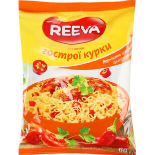 Вермішель Reeva зі смаком гострої курки, 60г (4820179256802)