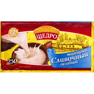 Маргарин сливочный Щедро 72%, 250г (4823097401491)