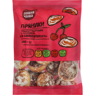 Пряники Повна Чаша заварные глазированные со вкусом вишни, 360г (4823096407616)