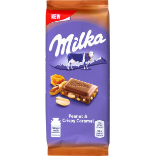 Шоколад Milka з арахісом та хрусткими кульками, 90г (7622210968050)