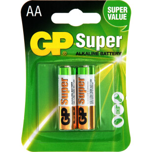 Батарейки GP SUPER ALKALINE 1.5V LR6 AA, 2шт/уп (4891199000027)