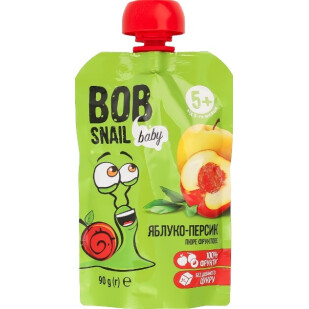 Пюре Bob Snail яблуко-персик, 90г (4820219343035)
