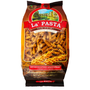 Изделия макаронные La Pasta Спираль цельнозерновые, 400г (4820211661540)