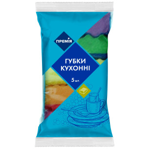Губка кухонна Премiя для миття посуду, 5шт/уп (4823096400600)