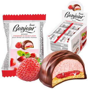Десерт Konti Bonjour полуниця з вершками, 29г (4823012247203)