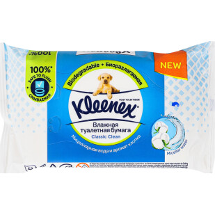 Папір туалетний Kleenex Classic Clean вологий, 42шт (5029053577494)