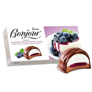 Десерт Konti Bonjour со вкусом черники и маскарпоне, 232г (4823012265009)