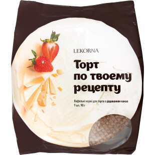 Коржи вафельные Lekorna для торта с добавлением какао, 90г (4820143330989)