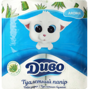 Бумага туалетная Диво Aroma Алоэ вера 2-слойная, 4шт (4820003836156)