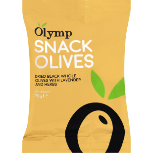 Оливки Olymp с лавандой и травами вяленые черные, 70г (5201409809941)