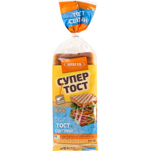 Хліб Київхліб Супер Тост світлий нарізний, 350г (4820212490279)