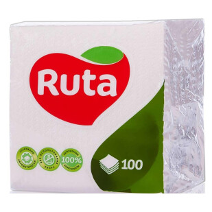 Салфетки бумажные Ruta белые 235x235мм, 100шт/уп (4820023740495)