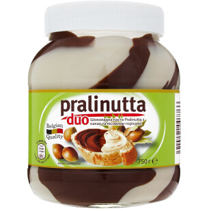 Паста Pralinutta шоколадна з білим шоколадом та лісовими горіхами, 750г (5410291007766)