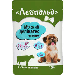 Корм для собак Леопольд Мясной деликатес с телятиной, 100г (4820185491495)