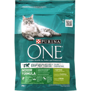 Корм для котов Purina One Indoor индейка-злаки сухой, 200г (7613034604996)