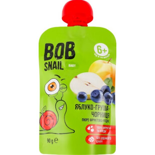 Пюре Bob Snail Baby яблоко-груша-черника, 90г (4820219349549)