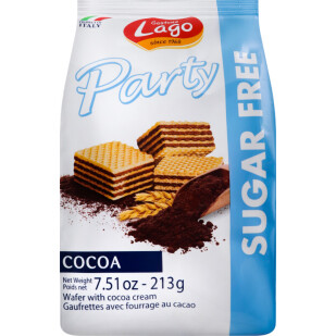 Вафлі Gastone Lago з какао без цукру, 213г (8004800002457)