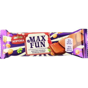 Шоколад молочний Корона Max Fun мармелад-печиво-карамель, 38г (7622210316363)
