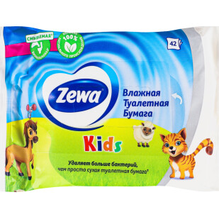Папір туалетний Zewa Kids вологий, 42шт/уп (7322540796551)