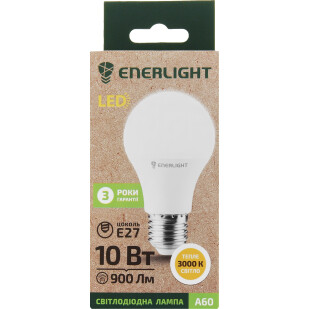 Лампа светодиодная Enerlight A60 10Вт 3000K E27, шт (4823093500051)
