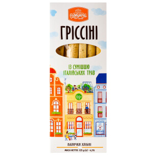 Гриссини Рум'янець со смесью итальянских трав, 125г (4820062052863)