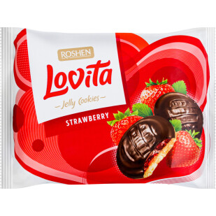 Печиво Roshen Lovita Jelly Cookies Strawberry, 420г (4823077636073)