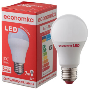 Лампа Экономка LED A60 7W 4200K E27, шт (4820172680314)
