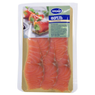 Форель Премія слабосоленая нарезка, 100г (4823096404462)