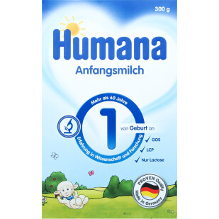 Смесь Humana 1 молочная сухая для детей 0-6мес, 300г (4031244761477)