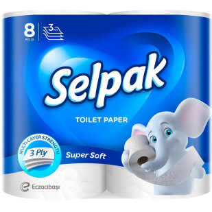 Бумага туалетная Selpak Super Soft 3-слойная, 8шт/уп (8690530004450)