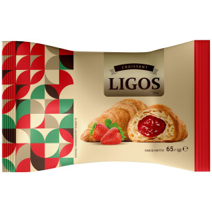 Круасан Ligos з начинкою зі смаком полуниці, 65г (4820057860886)