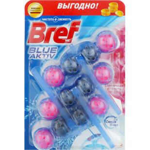 Блок для унітазу Bref Blue Aktiv Квіткова свіжість, 3*50г (9000101024029)